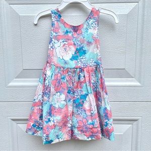 Gap Factory 18-24 dress watercolor cotton candy floral peekaboo back with button